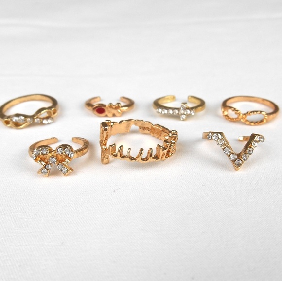 7 Piece Bowknot Knuckle Ring Set - Picture 6 of 7